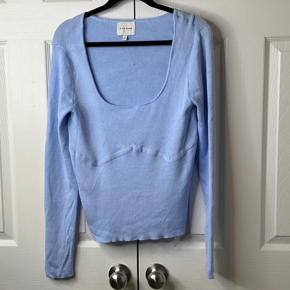 Pink Rose Junior's Sweater Top Long
Sleeve Scoop Neck Size XL